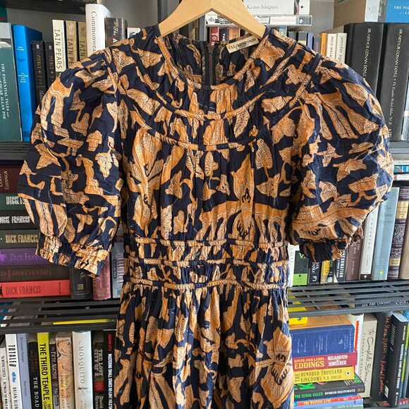 Ulla Johnson Indah Dress in navy and gold, size 4 - Picture 4 of 6